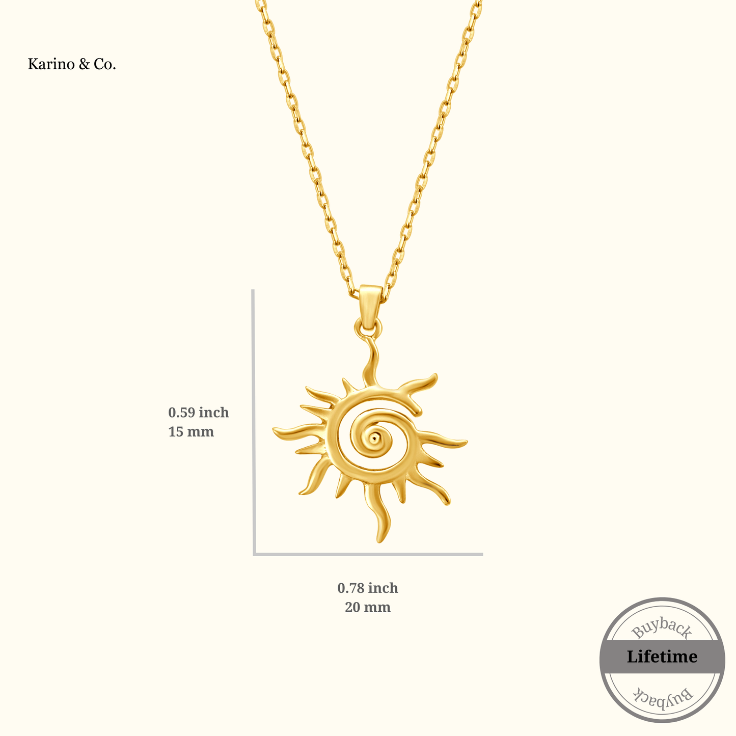 18kt Sun Designed Gold Plated Silver Pendant