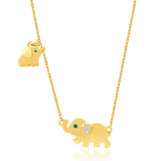 Elephant Designed 18kt Gold Plated Silver Necklace for Women