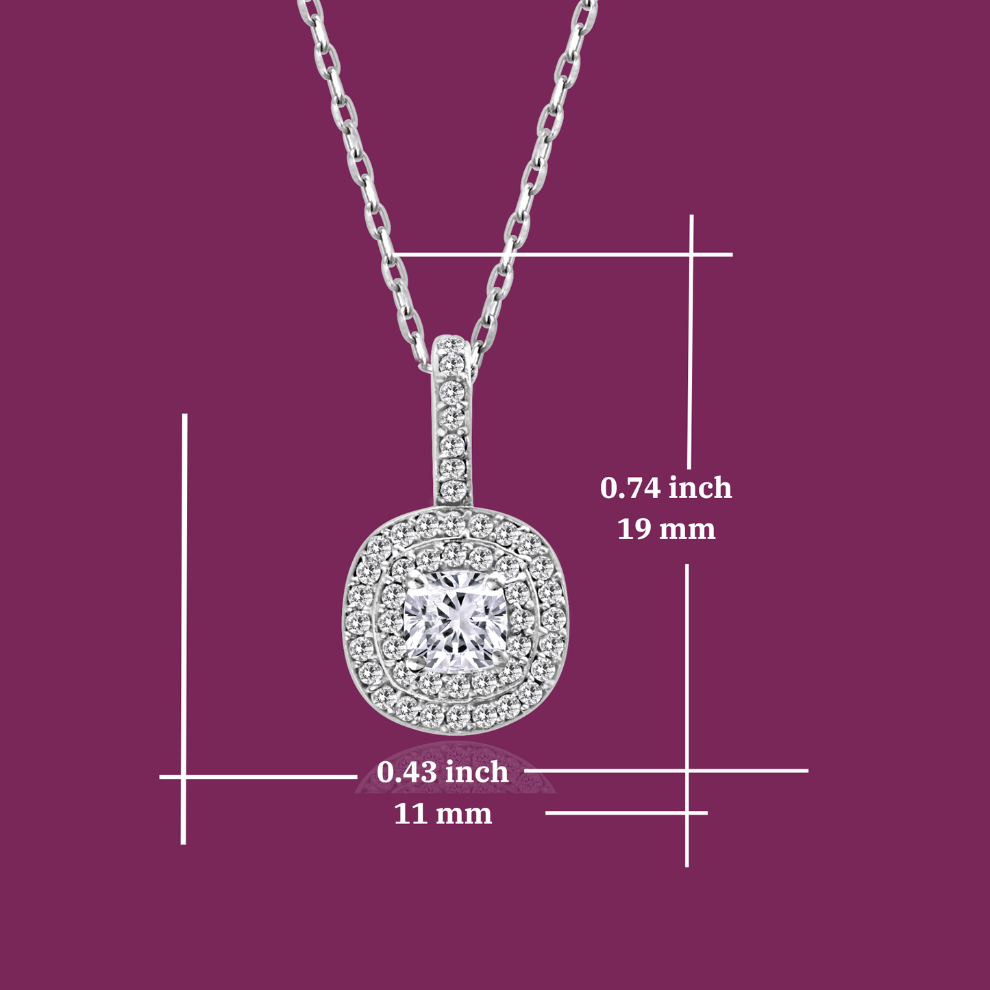 Silver Chain for Girls with Cubic Zircon Diamonds A Silver Pendant for Women