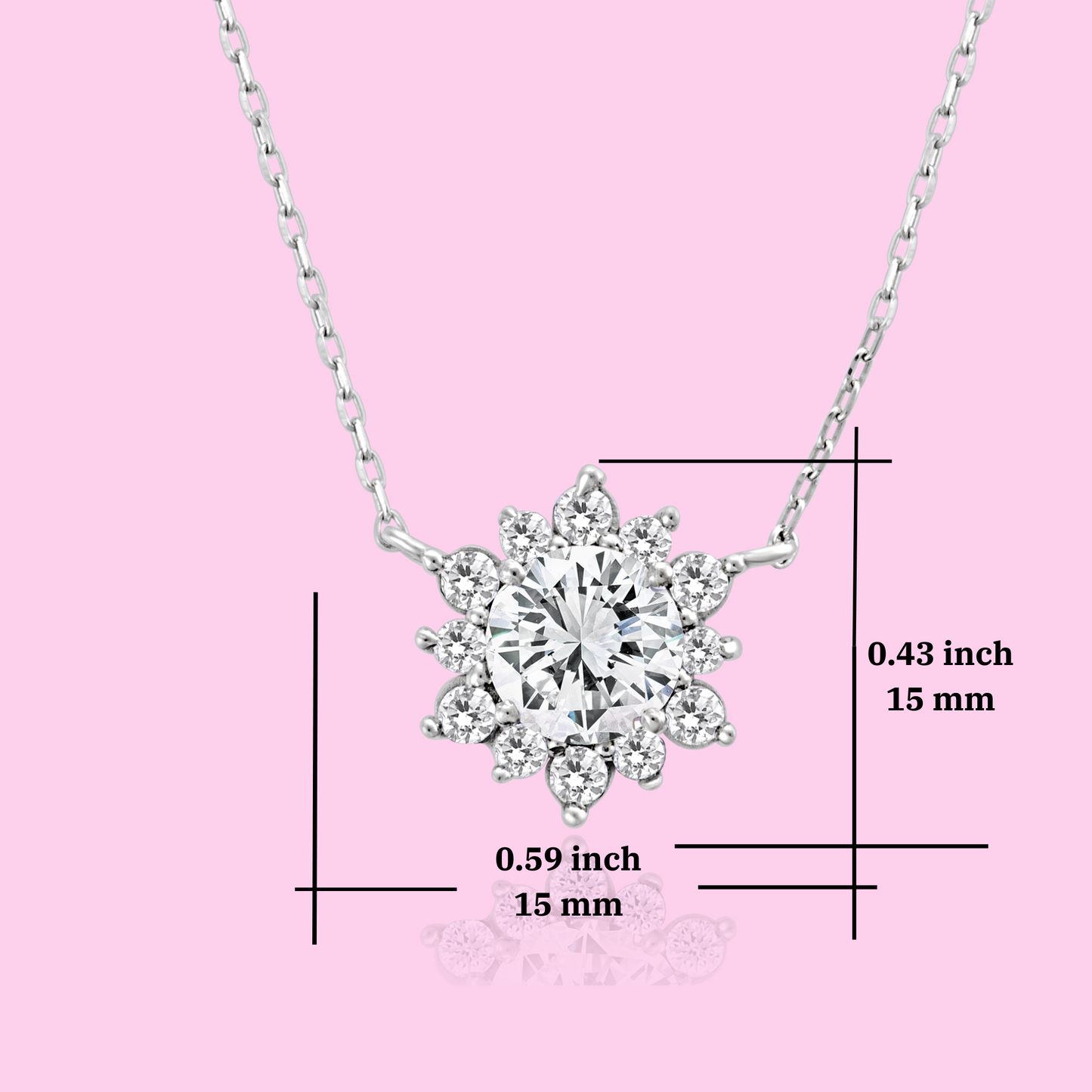 Floral Solitaire Zircon Diamond Silver Chain for Women