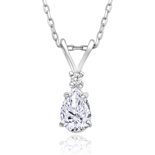 Water Drop Solitaire Zircon Diamond Silver Necklace for Women