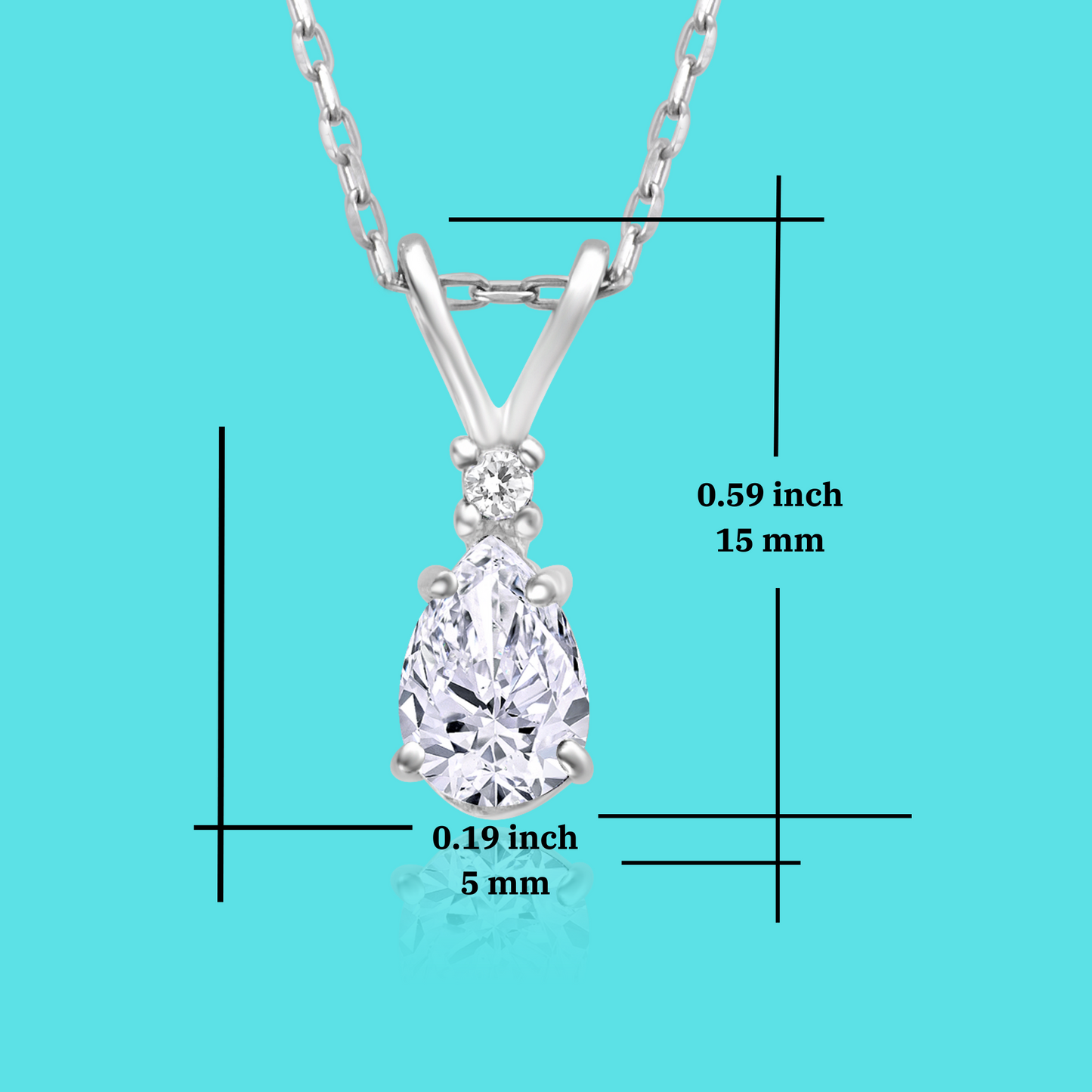 Water Drop Solitaire Zircon Diamond Silver Necklace for Women