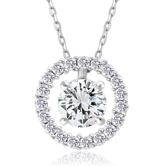 Solitaire Zircon Diamonds Silver Neck Chain for Women