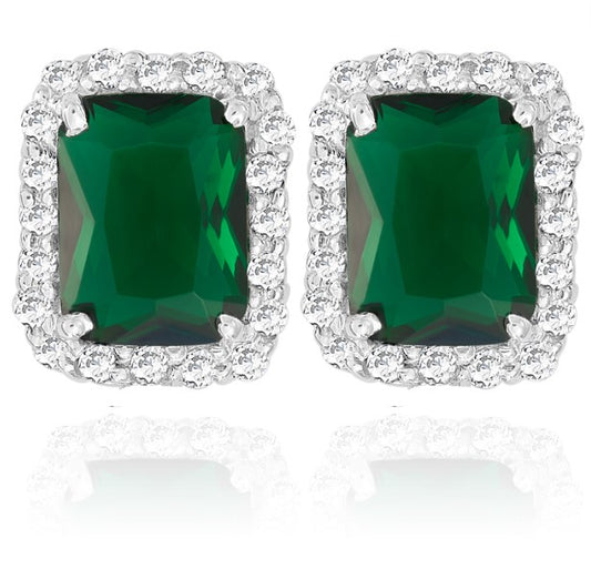 Emerald Silver Earrings