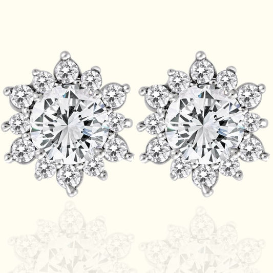 Zircon Solitaire Silver Earrings